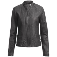 Cole Haan Outerwear Washed Lamb Moto Jacket (For Women) in Black - Closeouts