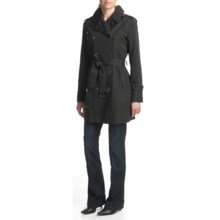 Cole Haan Taffeta Hooded Trench Coat (For Women) in Black - Closeouts