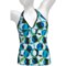 Color-Block Halter Tankini Swimsuit Top (For Women) in Blue/White/Black