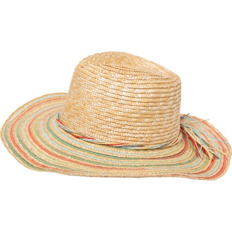 San Diego Hat Company Color-Striped Wide Brim Natural Straw Hat - UPF 50+ (For Women) - MULTI (O/S )