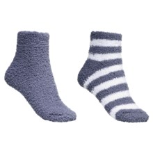 Colorado Clothing Chenille Solid/Stripe Ankle Socks - 2-Pack (For Women) in Shade Plum/White - Closeouts