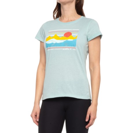 Mountain and Isles Colorful Sunset T-Shirt - Short Sleeve (For Women) - MINT HEATHER GREEN (M )
