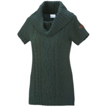 Columbia Sportswear Cabled Cutie Tunic Sweater - Cowl Neck, Short Sleeve (For Women) in Blue Spruce - Closeouts