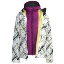 Columbia Sportswear Chic to Peak Jacket - 3-in-1 (For Girls) in Sea Salt/Tri-Plaid - Closeouts