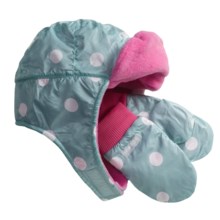 Columbia Sportswear Earflap Hat and Mitten Set (For Infants) in Aqua Haze Dot - Closeouts