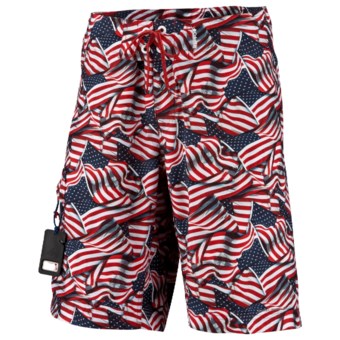 Columbia Sportswear Offshore Run and Gun Board Shorts - UPF 30 (For Men) in Sail Red/Pocket Of Flags