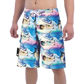 Columbia Sportswear PFG Offshore Teaser Action Boardshorts - UPF 30 (For Men) in White Cap, Miami Marlin