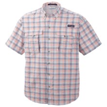 Columbia Sportswear PFG Super Bahama Shirt - UPF 30, Short Sleeve (For Men) in Bright Peach/Seersucker - Closeouts