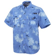 Columbia Sportswear PFG Super Bahama Shirt - UPF 30, Short Sleeve (For Men) in White Cap/Waterworld - Closeouts