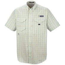 Columbia Sportswear PFG Super Bonehead Classic Shirt - UPF 30, Short Sleeve (For Big and Tall Men) in White Cap/Spacedye Plaid - Closeouts