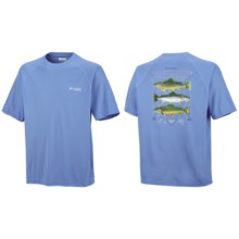 Columbia Sportswear PFG Terminal Tackle T-Shirt - UPF 50, Short Sleeve (For Men) in White Cap Triple Trout - Closeouts