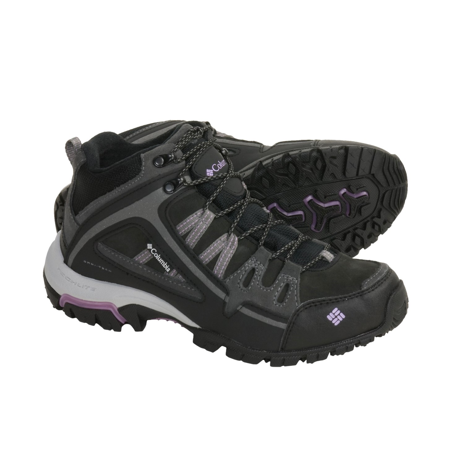 Mid Leather Hiking Boots - Waterproof (For Women) in Black/Hydrange