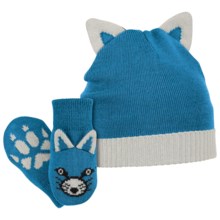 Columbia Sportswear Snow Fox Beanie Hat and Mittens Set (For Kids) in Compass Blue/Oyster - Closeouts