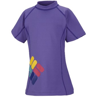Columbia Sportswear Sun’s Up Sunguard - UPF 50, Short Sleeve (For Youth Girls) in Purple Arrow