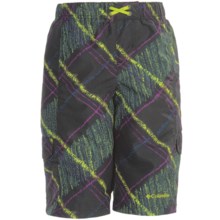 Columbia Sportswear Wake N Wave Boardshorts - UPF 30 (For Youth Boys) in Black Chalk Print - Closeouts