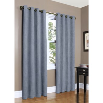 Commonwealth Home Fashions Garbo Herringbone Curtains - 84", Grommet-Top in Blue