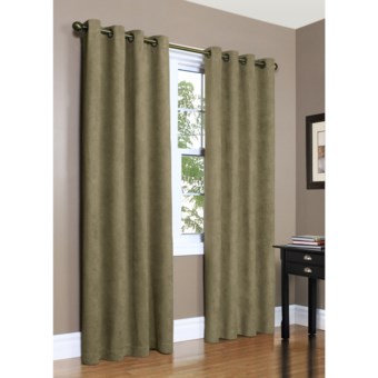 Commonwealth Home Fashions Garbo Herringbone Curtains - 84", Grommet-Top in Sage