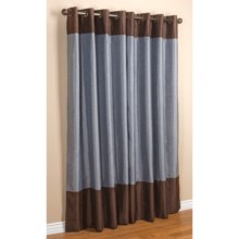 Commonwealth Home Fashions Sabrina Banded Curtains - 84”, Grommet-Top, Faux Silk in Blue/Chocolate - Closeouts