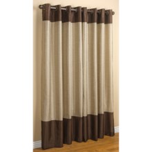 Commonwealth Home Fashions Sabrina Banded Curtains - 84”, Grommet-Top, Faux Silk in Hazelnut/Chocolate - Closeouts