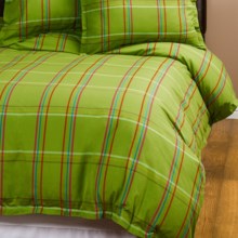 Company C Autumn Plaid Duvet Cover - King, 200 TC Cotton Percale in Clover - Closeouts