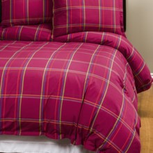 Company C Autumn Plaid Duvet Cover - King, 200 TC Cotton Percale in Wine - Closeouts