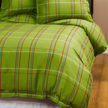 Company C Autumn Plaid Duvet Cover - Twin, 200 TC Cotton Percale in Clover - Closeouts