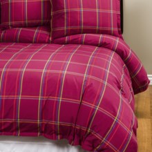 Company C Autumn Plaid Duvet Cover - Twin, 200 TC Cotton Percale in Wine - Closeouts