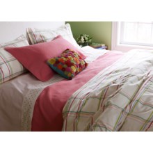 Company C Summer Plaid Duvet - Full-Queen, 200 TC Cotton Percale in Cream - Closeouts