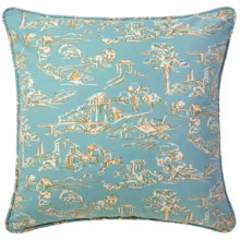 Company C Village Toile Cotton Decor Pillow - Down, 22x22” in Lake - Closeouts