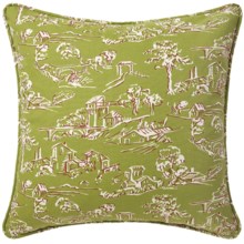 Company C Village Toile Cotton Decor Pillow - Down, 22x22” in Moss - Closeouts