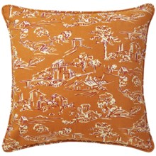 Company C Village Toile Cotton Decor Pillow - Down, 22x22” in Pumpkin - Closeouts