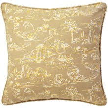 Company C Village Toile Cotton Decor Pillow - Down, 22x22” in Wheat - Closeouts