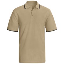 Contrast Collar Polo Shirt - Short Sleeve (For Men) in Tan/Dark Navy - 2nds