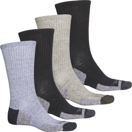 Timberland Contrast Comfort Cushioned Socks - 4-Pack, Crew (For Men) - BLACK (O/S )