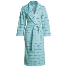 Coral Fleece Robe - Self-Tie Belt (For Women) in Teal Ladder Plaid - Closeouts