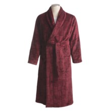 Coral Fleece Wrap Robe - Self-Tie Belt (For Men) in Brick Ladder Plaid - Closeouts