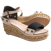 Cordani Jameson Wedge Sandals (For Women) in Black Linen - Closeouts
