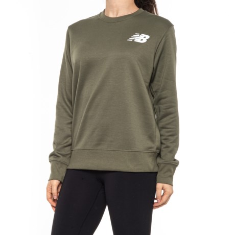 New Balance Core Fleece Sweatshirt (For Women) - NETTLE GREEN (L )