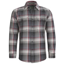 Cotton Flannel Plaid Shirt - Long Sleeve (For Men) in Grey - Closeouts