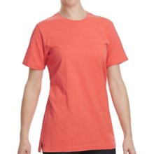 Cotton Jersey Knit T-Shirt - Crew Neck, Short Sleeve (For Women) in Coral - 2nds