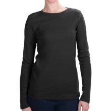 Cotton Jersey T-Shirt - Crew Neck, Long Sleeve (For Women) in Black - 2nds