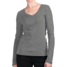 Cotton Jersey T-Shirt - V-Neck, Long Sleeve (For Women) in Grey Heather - 2nds