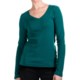 Cotton Jersey T-Shirt - V-Neck, Long Sleeve (For Women)