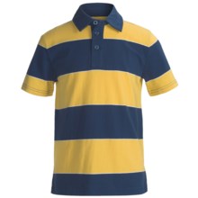Cotton Jersey Wide Stripe Polo Shirt - Short Sleeve (For Boys) in Yellow/Navy - 2nds