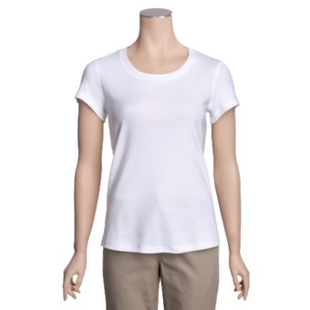 Cotton Knit Shirt - Short Sleeve (For Women) in White