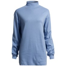 Cotton Mock Turtleneck - Long Sleeve (For Women) in Medium Blue - 2nds