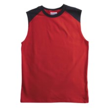Cotton Muscle T-Shirt - Sleeveless (For Youth) in Red/Navy - 2nds
