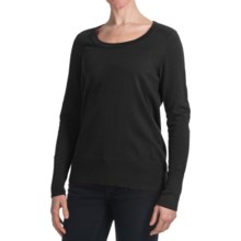Cotton-Nylon Relaxed Fit Sweater - Scoop Neck (For Women) in Black - 2nds