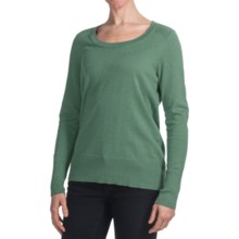 Cotton-Nylon Relaxed Fit Sweater - Scoop Neck (For Women) in Green Heather - 2nds