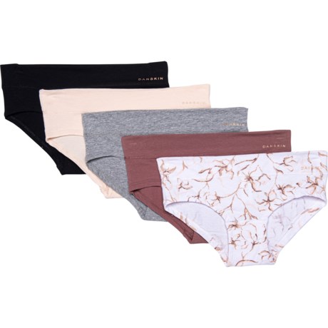Danskin Cotton Panties - 5-Pack, Hipsters (For Women) - DS SMOKEY FLORAL BREATHLESS/WILD AUBERGINE/BREATHL (XL )